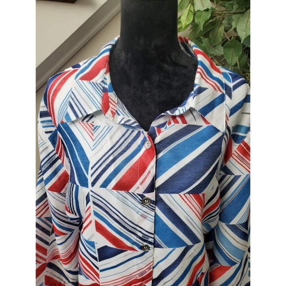 Alfred Dunner Women Multicolor Rayon Collared Long Sleeve Buttons Down Shirt 24W - Picture 3 of 12